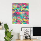 Koel kleurig geometrisch driehoekspatroon poster (Thuiskantoor)