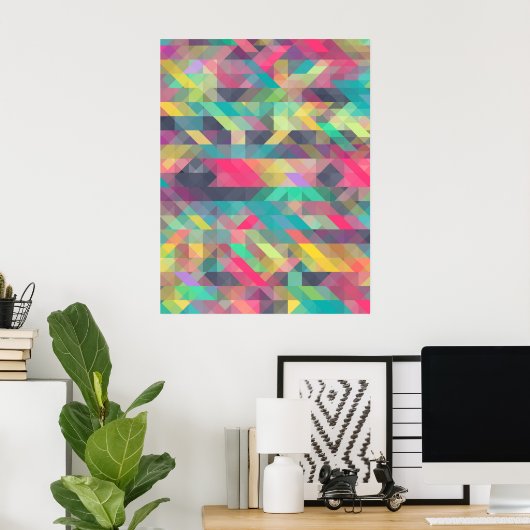 Koel kleurig geometrisch driehoekspatroon poster (Thuiskantoor)