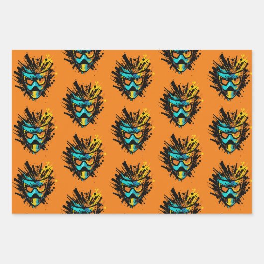 Koel kleurig Paintball Masker Blast Splatter Inpakpapier Vel (Voorkant 3)