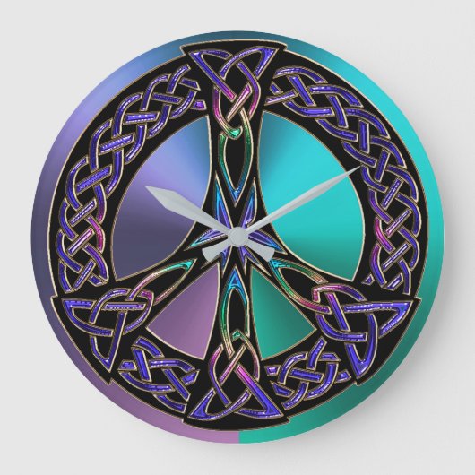 Koel kleurige Keltische knoop voor vredeblokkering Grote Klok (Voorkant)