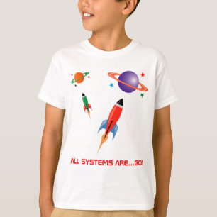 Koel kleurige ruimtectoren t-shirt