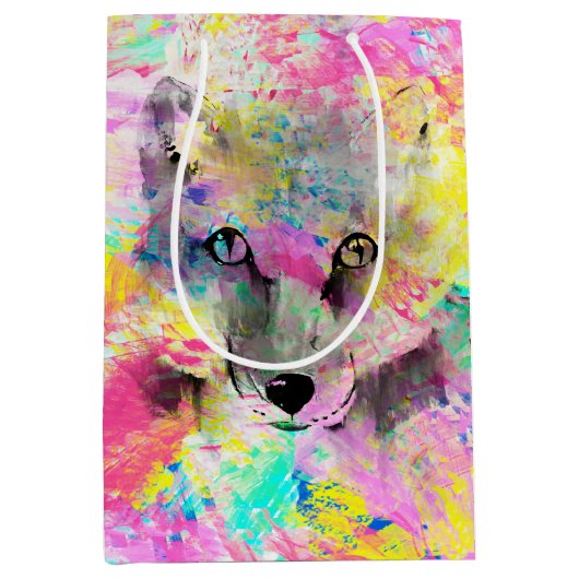 Koel kleurige trillende vos abstracte verf medium cadeauzakje (Voorkant)