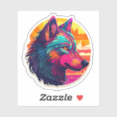 Koel kleurige Wolf wordt Schattig wild dier Sticker (Vel)
