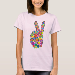 Koel, kleurrijk en Groovy-vredessignalen T-shirt