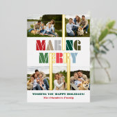 Koel, kleurrijk, fijne multifoto folie feestdagenkaart (Staand Voorkant)