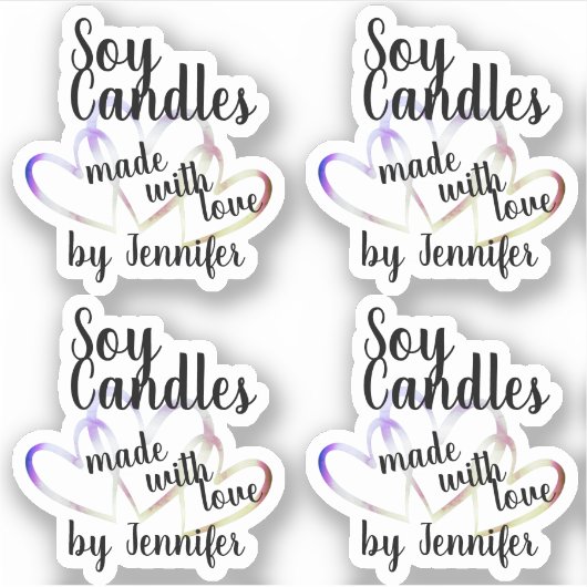 Koel kleurrijk hart gemaakt met liefdeszekaarsen sticker (Voorkant)