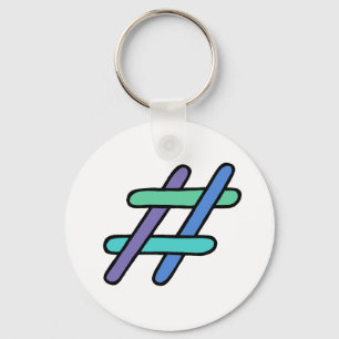 Koel kleurrijk # Hashtag Blue Green Social Media Sleutelhanger