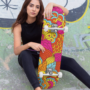 Koel Kleurrijk Modern Abstract Bloemmotief Persoonlijk Skateboard