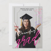 Koel Kleurrijk Modern Roze School Afstuderen Aankondiging (Voorkant)