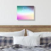 Koel Kleurrijk Ombre Verlopen & Uw Script Canvas Afdruk (Insitu (Slaapkamer))