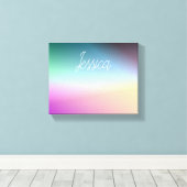 Koel Kleurrijk Ombre Verlopen & Uw Script Canvas Afdruk (Insitu (Houten vloer))