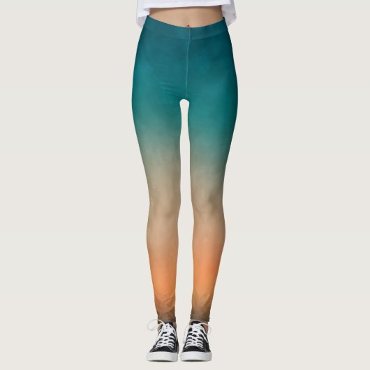 Koel kleurrijke Blauwgroen OrangeGrunge Leggings (Voorkant)