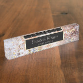 Koel kleurrijke goudmarmer naambordje (Zijkant)