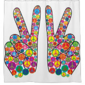 Koel kleurrijke Groovy-vredessignalen Douchegordijn (Voorkant)