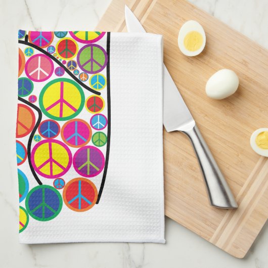 Koel kleurrijke Groovy-vredessignalen Theedoek (Quarter Fold)