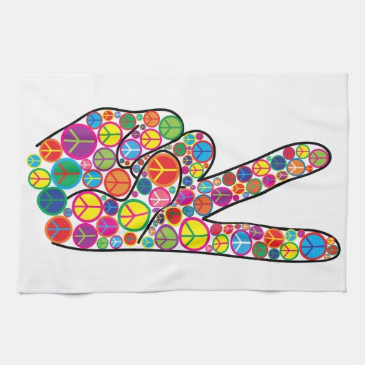 Koel kleurrijke Groovy-vredessignalen Theedoek (Horizontaal)