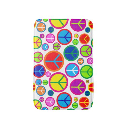 Koel kleurrijke Groovy-vredessymbolen Badmat (Voorkant Verticaal)