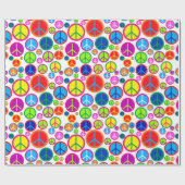 Koel kleurrijke Groovy-vredessymbolen Cadeaupapier (Vlak)