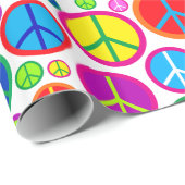 Koel kleurrijke Groovy-vredessymbolen Cadeaupapier (Rol Hoek)