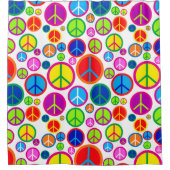 Koel kleurrijke Groovy-vredessymbolen Douchegordijn (Voorkant)