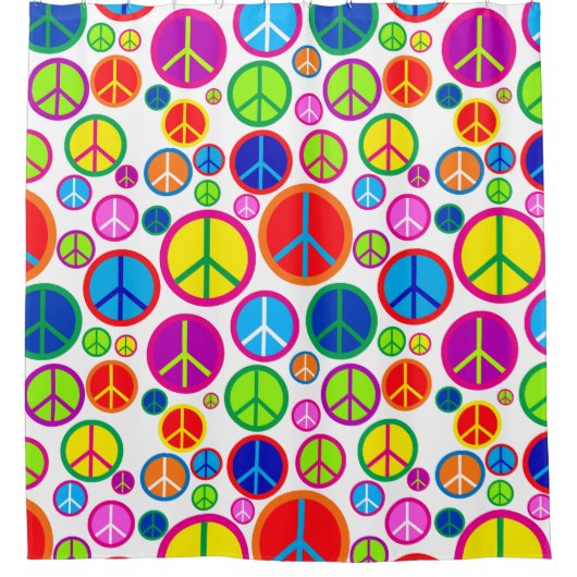 Koel kleurrijke Groovy-vredessymbolen Douchegordijn (Voorkant)