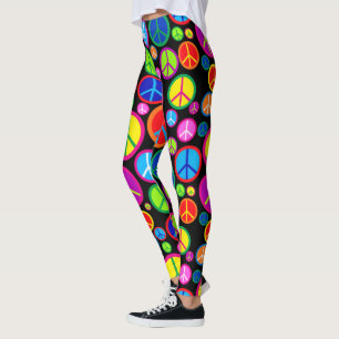 Koel kleurrijke Groovy-vredessymbolen Leggings