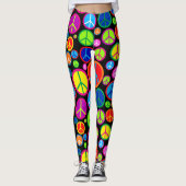 Koel kleurrijke Groovy-vredessymbolen Leggings (Voorkant)