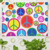 Koel kleurrijke Groovy-vredessymbolen Theedoek (Gevouwen)