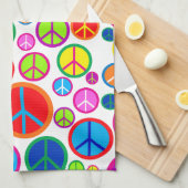 Koel kleurrijke Groovy-vredessymbolen Theedoek (Quarter Fold)