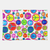 Koel kleurrijke Groovy-vredessymbolen Theedoek (Horizontaal)