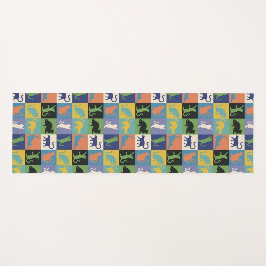 Koel kleurrijke kat Silhouettes op vierkantspleine Yogamat (Voorkant (horizontaal))