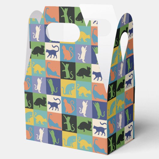 Koel kleurrijke katten op vierkantspleinen bedankdoosjes (Geopend)