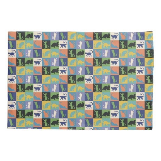 Koel kleurrijke katten op vierkantspleinen kussensloop (Achterkant)