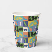 Koel kleurrijke katten op vierkantspleinen papieren bekers (Achterkant)