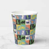 Koel kleurrijke katten op vierkantspleinen papieren bekers (Links)