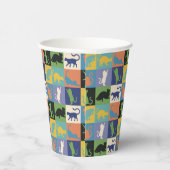Koel kleurrijke katten op vierkantspleinen papieren bekers (Rechts)