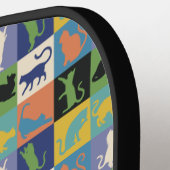 Koel kleurrijke katten op vierkantspleinen pickleball paddle (Links Detail)