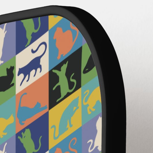 Koel kleurrijke katten op vierkantspleinen pickleball paddle (Links Detail)