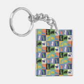 Koel kleurrijke katten op vierkantspleinen sleutelhanger (Voorkant Links)