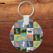 Koel kleurrijke katten op vierkantspleinen sleutelhanger (Voorkant)