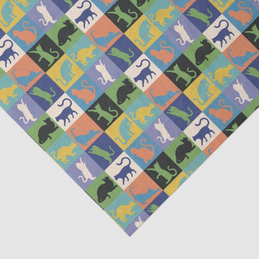 Koel kleurrijke katten op vierkantspleinen tissuepapier (Detail)