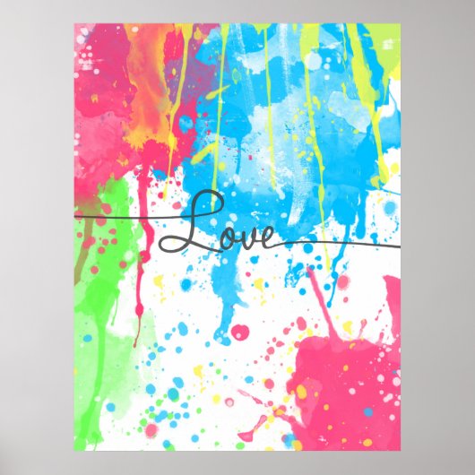 Koel kleurrijke levendige waterverven Liefde woord Poster (Voorkant)