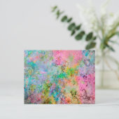 Koel kleurrijke neonkleuren abstract marmer afbeel briefkaart (Staand voorkant)