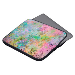 Koel kleurrijke neonkleuren abstract marmer afbeel laptop sleeve