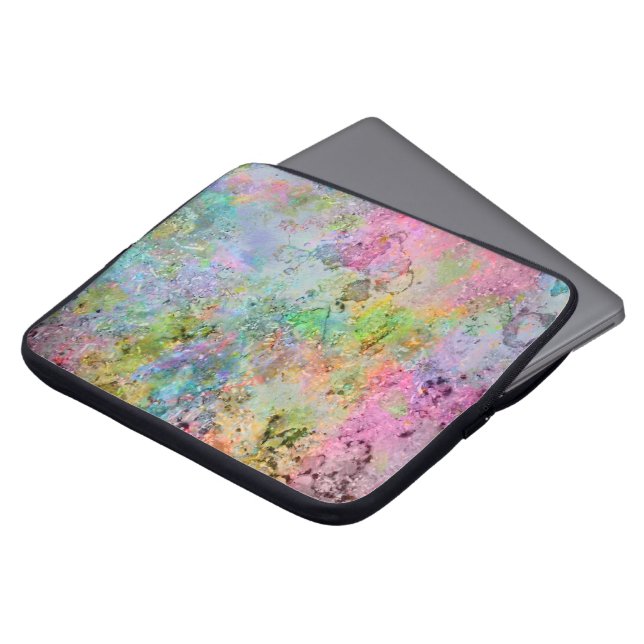 Koel kleurrijke neonkleuren abstract marmer afbeel laptop sleeve (Voorkant top)