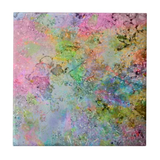 Koel kleurrijke neonkleuren abstract marmer afbeel tegeltje (Voorkant)