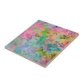 Koel kleurrijke neonkleuren abstract marmer afbeel tegeltje (Zijkant)