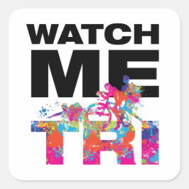 Koel Kleurrijke Spetters Horloge Me Drie Schildere Vierkante Sticker
