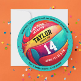 Koel Kleurrijke Sport Slam Dunk Aqua Blauwe Basket Kaart