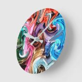 Koel kleurrijke vloeistofpatchwork Abstracte mozaï Ronde Klok (Hoek)